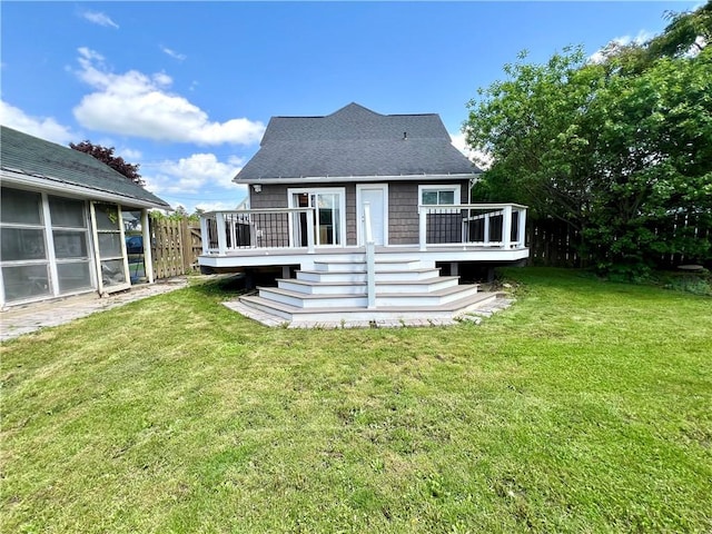 808 Center St, Horseheads, NY 14845 - back of property featuring a wooden deck and roof with shingles