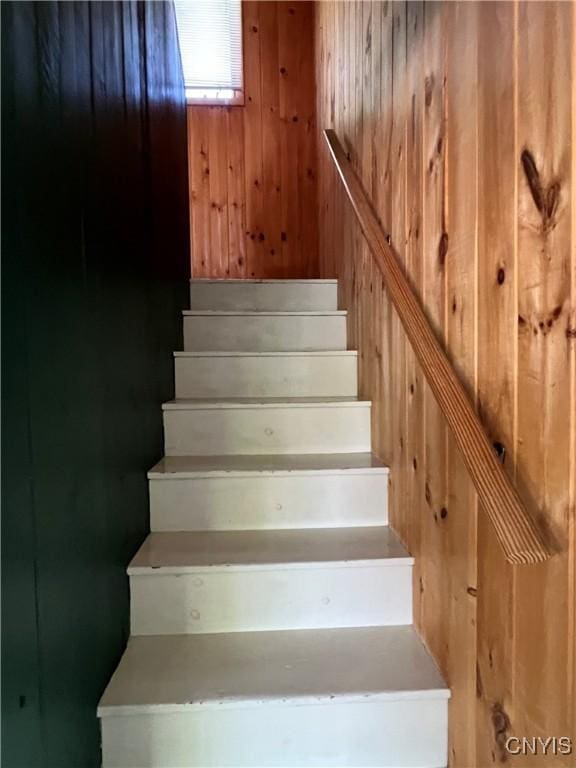 stairs with wooden walls