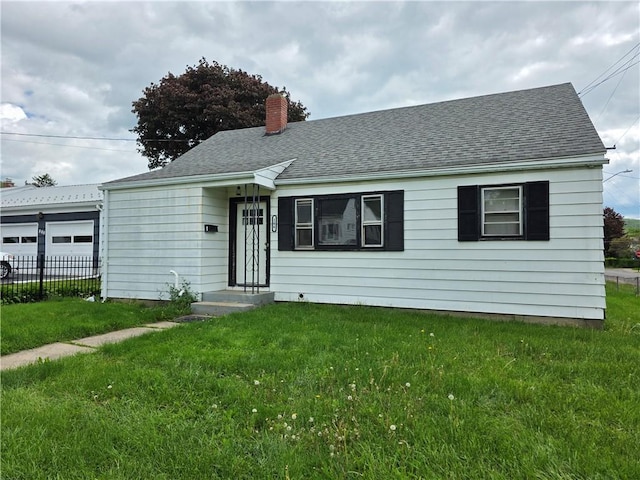 206 Pritchard Ave, Corning City, NY 14830 - single story home featuring a chimney, a shingled roof, an attached garage, and entry steps