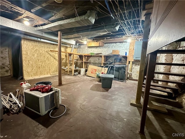 436 Mcgowan Rd, Frankfort, NY 13357 - unfinished below grade area with electric panel and stairs