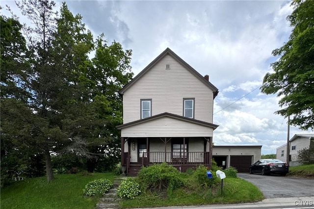 436 Mcgowan Rd, Frankfort, NY 13357 - view of front of property featuring covered porch and a detached garage