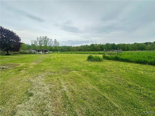 436 Mcgowan Rd, Frankfort, NY 13357 - view of grassy yard featuring a carport and a view of rural / pastoral area