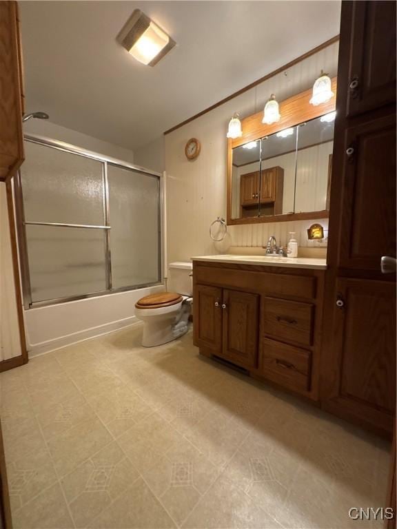 436 Mcgowan Rd, Frankfort, NY 13357 - bathroom with vanity, toilet, and enclosed tub / shower combo