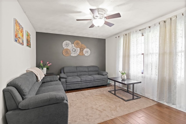 5904 Merrill Rd, Byron, NY 14422 - living room with wood finished floors and ceiling fan