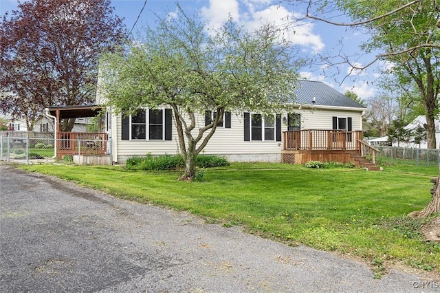 542 Lakeview Dr, Brownville, NY 13615 - view of front facade with a deck and metal roof
