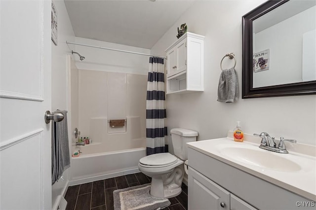 542 Lakeview Dr, Brownville, NY 13615 - bathroom with toilet, vanity, shower / bathtub combination with curtain, and wood finish floors