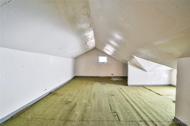 96 Winspear Ave, Buffalo, NY 14214 - bonus room with lofted ceiling, carpet, a textured ceiling, and baseboards