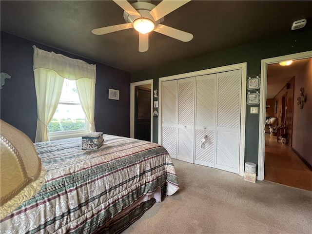 427 Church St, Winfield, NY 13491 - carpeted bedroom with a closet and ceiling fan