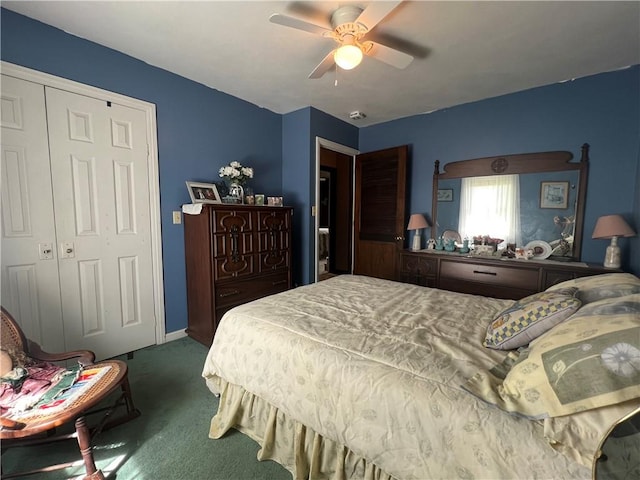 427 Church St, Winfield, NY 13491 - carpeted bedroom with ceiling fan and a closet