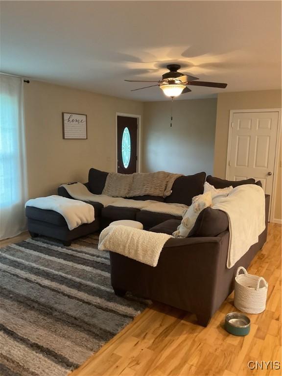 27892 Nys Rte 37, Pamelia, NY 13601 - living room with a ceiling fan and wood finished floors