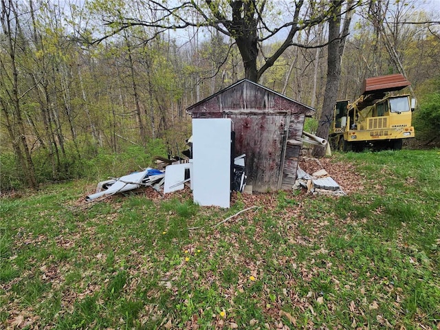 5123 Wixon Rd Unit 3, Campbell, NY 14870 - view of shed featuring a wooded view