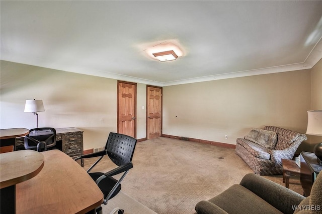 696 Cleveland Dr, Cheektowaga, NY 14225 - office with carpet flooring, baseboards, and ornamental molding