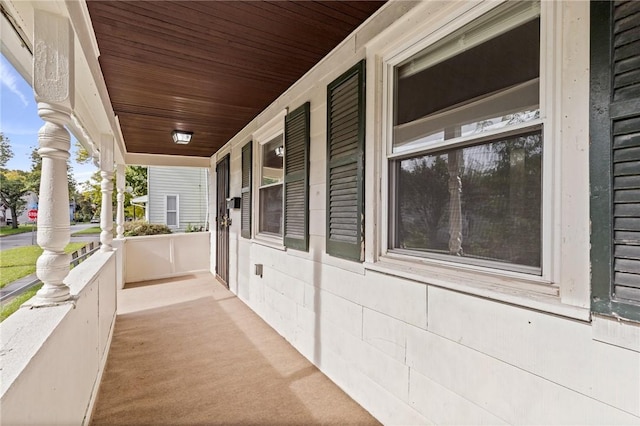 view of patio featuring a porch