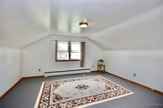 150 Leonard St, Lackawanna, NY 14218 - bonus room featuring a baseboard radiator, carpet flooring, vaulted ceiling, and baseboards