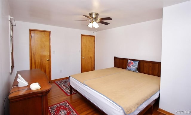 150 Leonard St, Lackawanna, NY 14218 - bedroom with wood finished floors and ceiling fan