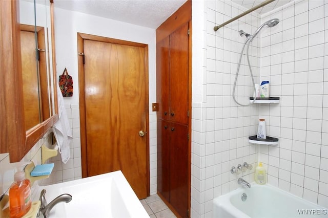 150 Leonard St, Lackawanna, NY 14218 - bathroom featuring shower / bath combination, tile patterned floors, and a sink