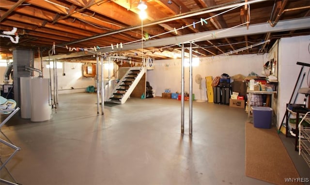 150 Leonard St, Lackawanna, NY 14218 - unfinished basement with water heater and stairs