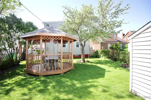 150 Leonard St, Lackawanna, NY 14218 - view of green lawn with a gazebo and a deck