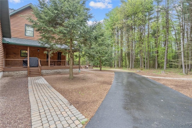 view of yard with covered porch