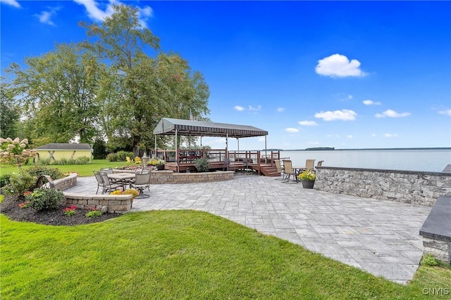 7179 Lakeshore Rd, Cicero, NY 13039 - view of patio / terrace featuring a gazebo and a water view