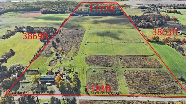 5195 Genesee Rd, North Collins, NY 14141 - aerial view of sparsely populated area with property parcel outlined