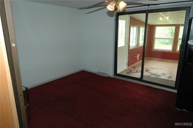 3761 S Main Street Rd, Batavia-Town, NY 14020 - carpeted spare room with a ceiling fan, vaulted ceiling, and baseboards
