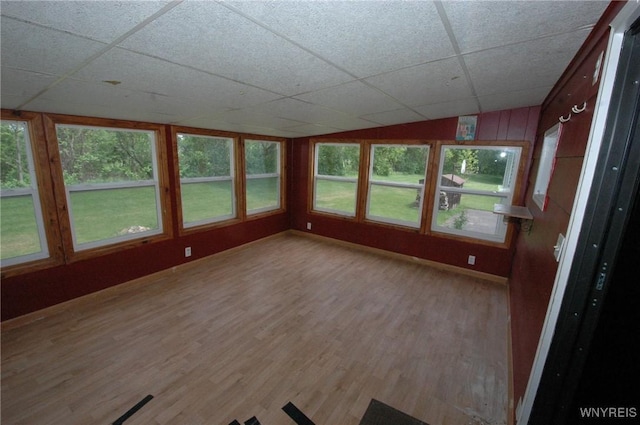 3761 S Main Street Rd, Batavia-Town, NY 14020 - unfurnished sunroom featuring lofted ceiling, wood finished floors, and a paneled ceiling