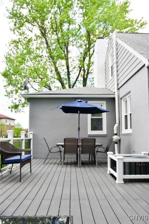 744 State Route 13, Cortlandville, NY 13045 - wooden terrace featuring outdoor dining area