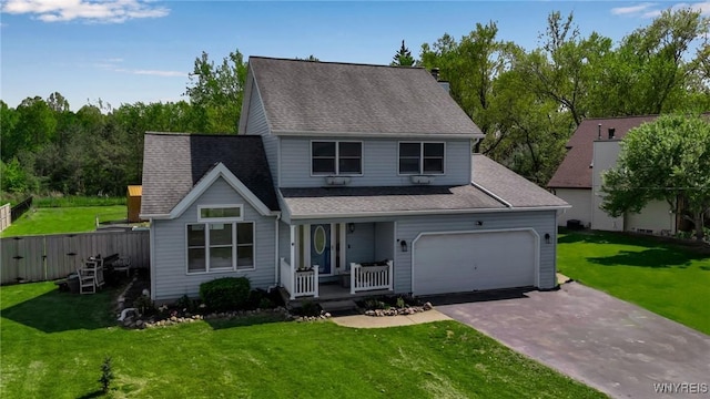 524 Pletcher Rd, Lewiston, NY 14092 - traditional-style house with a porch, driveway, an attached garage, and roof with shingles