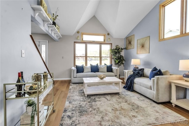 524 Pletcher Rd, Lewiston, NY 14092 - living area with wood finished floors and high vaulted ceiling