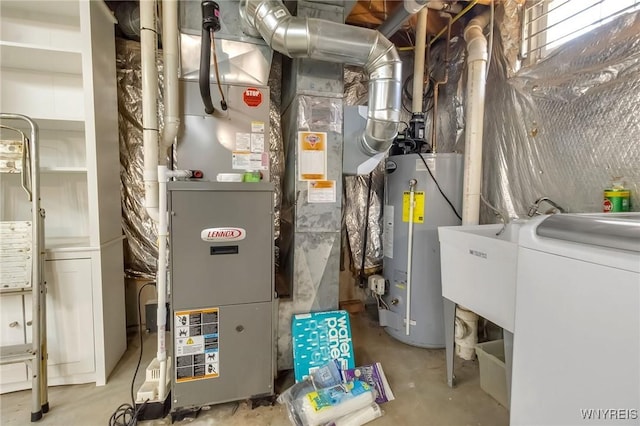 524 Pletcher Rd, Lewiston, NY 14092 - utilities featuring gas water heater, washer / dryer, and heating unit