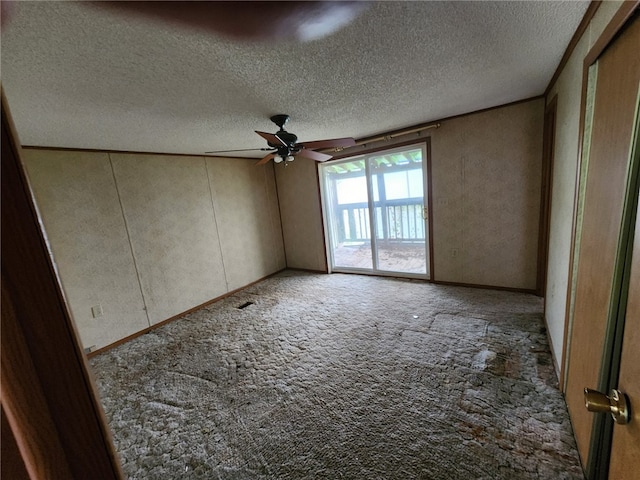 178 Dunshee Rd, Sidney, NY 13849 - spare room featuring carpet, a ceiling fan, and a textured ceiling