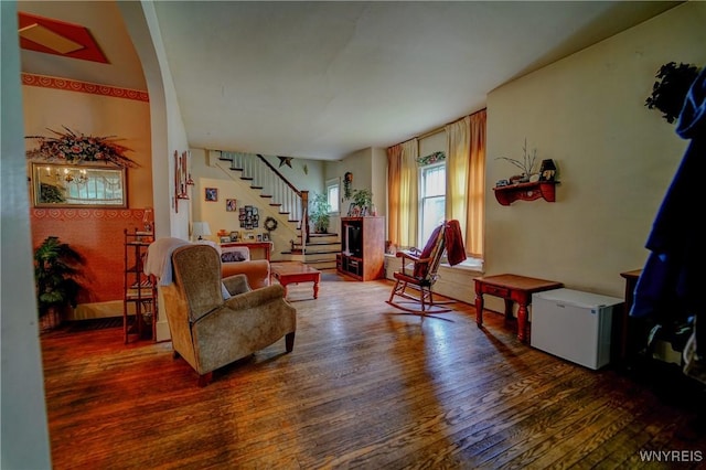 72 W 5th St, Dunkirk-City, NY 14048 - living area featuring stairway and wood finished floors