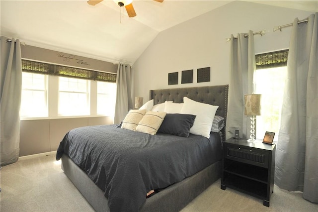 90 Davenport Rd, Big Flats, NY 14814 - bedroom with lofted ceiling, carpet floors, ceiling fan, and baseboards