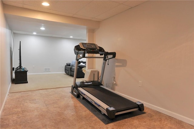 90 Davenport Rd, Big Flats, NY 14814 - workout area featuring baseboards, recessed lighting, and carpet