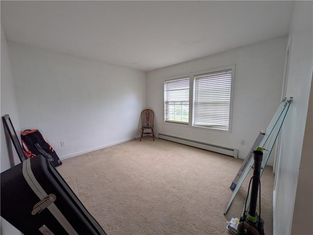 1405 W Main St, Smethport-Borough, PA 16749 - workout area with baseboard heating, carpet, and baseboards
