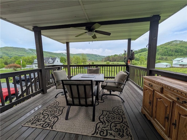 1405 W Main St, Smethport-Borough, PA 16749 - wooden terrace with a ceiling fan and a mountain view