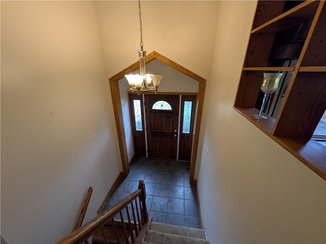 1405 W Main St, Smethport-Borough, PA 16749 - foyer with baseboards, a chandelier, and a towering ceiling