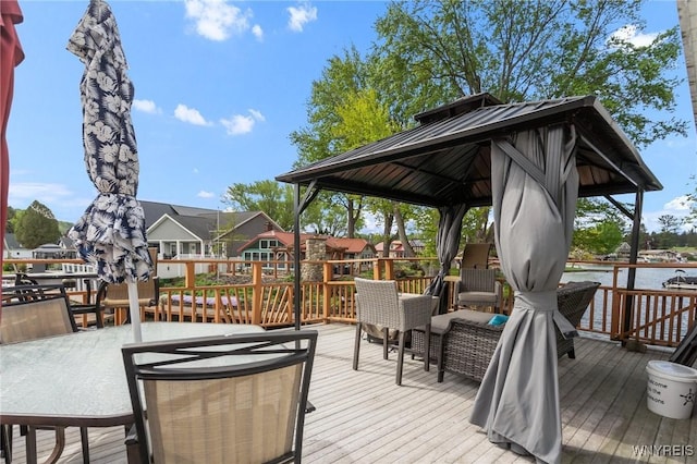 328 Lakeview Blvd, Machias, NY 14042 - wooden deck with outdoor dining area and a gazebo