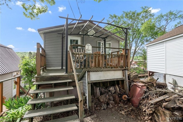 328 Lakeview Blvd, Machias, NY 14042 - back of house with stairs and a wooden deck