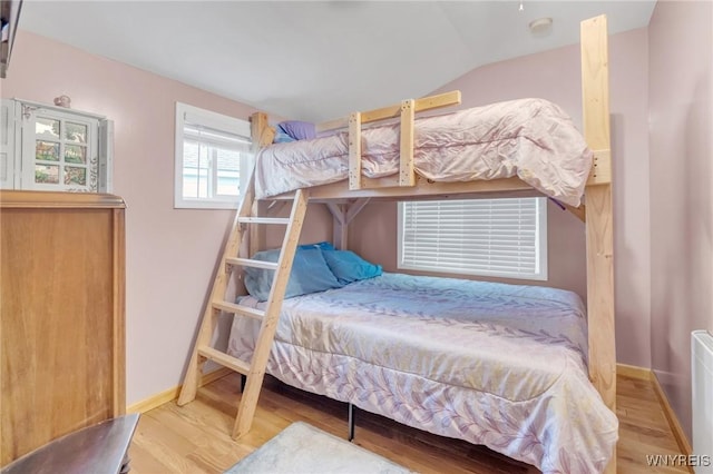 328 Lakeview Blvd, Machias, NY 14042 - bedroom with wood finished floors, lofted ceiling, and baseboards