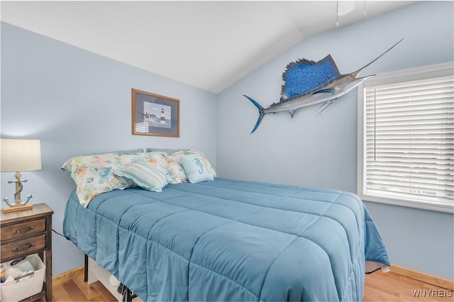 328 Lakeview Blvd, Machias, NY 14042 - bedroom featuring lofted ceiling, wood finished floors, and baseboards