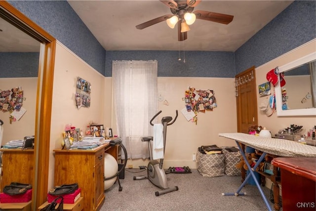 1628 Mohawk St, Utica, NY 13501 - exercise area with carpet floors and ceiling fan