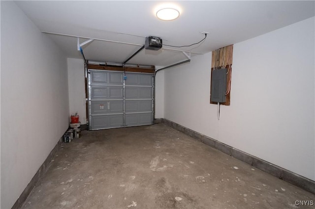 5646 Vistula, Cicero, NY 13029 - garage with electric panel, a garage door opener, and baseboards