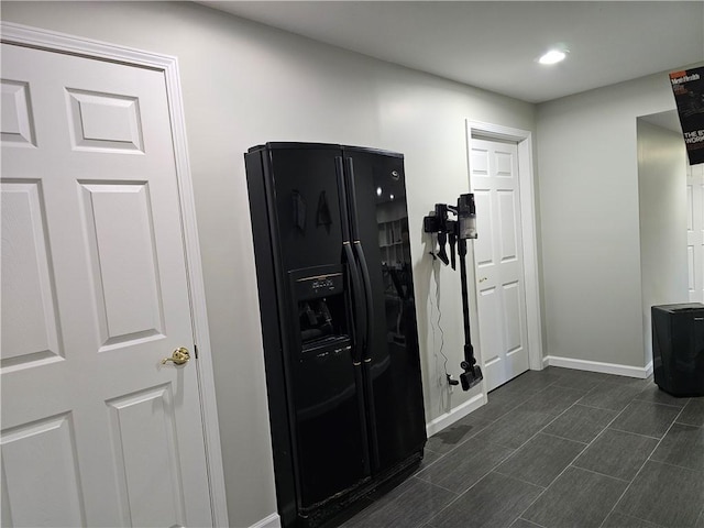 1 Woodsview Dr, Big Flats, NY 14903 - kitchen featuring black fridge, baseboards, and recessed lighting