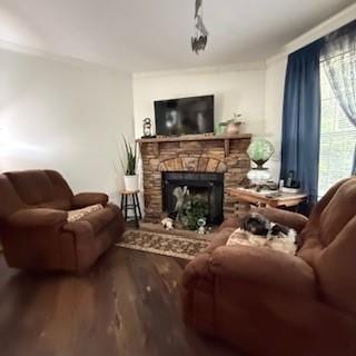 3384 Huggins Rd, Tyrone, NY 14815 - living area with wood finished floors and a stone fireplace