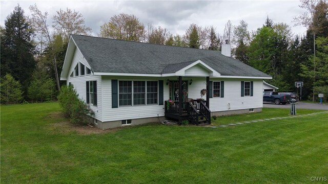 161 Mcclure Rd, Salisbury, NY 13470 - single story home with a front yard, roof with shingles, and a chimney