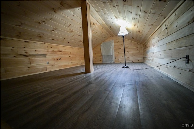 161 Mcclure Rd, Salisbury, NY 13470 - additional living space with wooden walls, wood finished floors, vaulted ceiling, and wood ceiling
