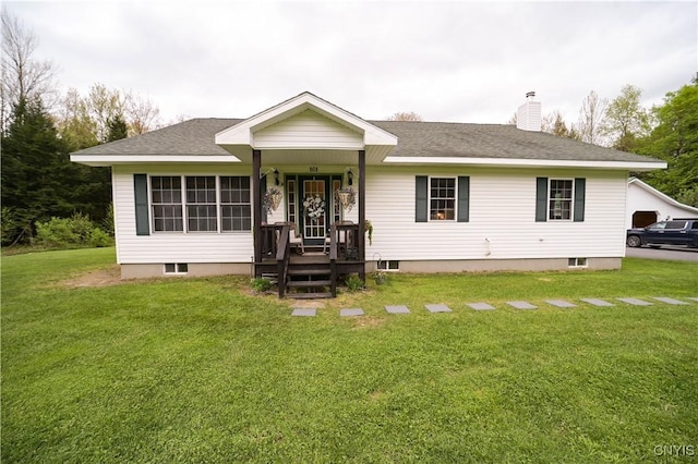 161 Mcclure Rd, Salisbury, NY 13470 - view of front of property with a front lawn, a chimney, and a shingled roof
