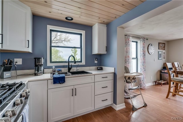 17695 County Route 59, Brownville, NY 13634 - kitchen with a sink, white cabinetry, light wood finished floors, and light countertops